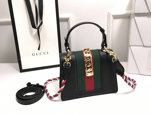 Gucci高仿專櫃女包 470270 古馳Sylvie系列 GUCCI女士紅色皮革迷你單肩斜挎包  gqy3690